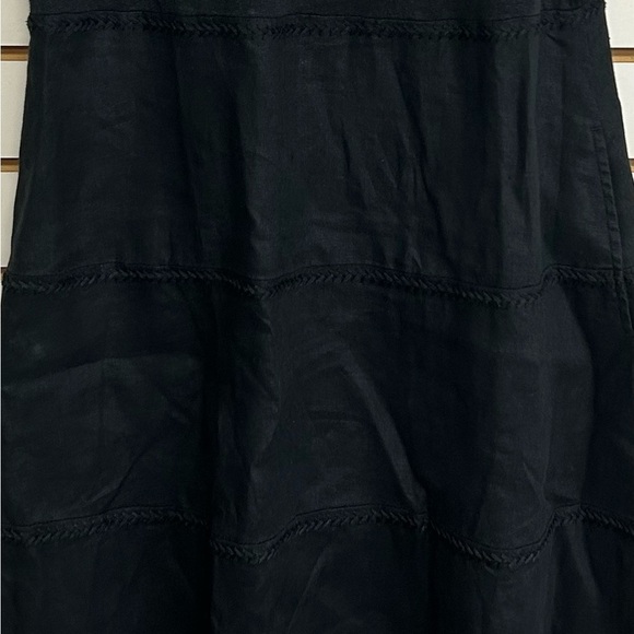 J.Jill Sleeveless Dress Linen Black Boho Cottage Tiered Prairie Pockets Small - Picture 2 of 9
